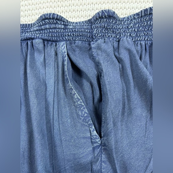 Casual Blue Pull-On, Elastic Waist, Ankle Tie Pants. Rayon. Size 2X. - Picture 6 of 11
